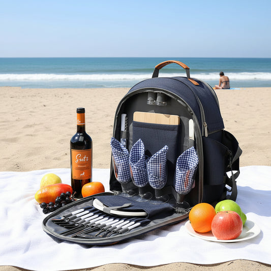 Insulated Picnic Backpack with Cooler & Picnic Set