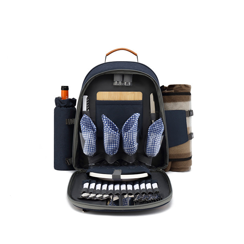 Insulated Picnic Backpack with Cooler & Picnic Set for four